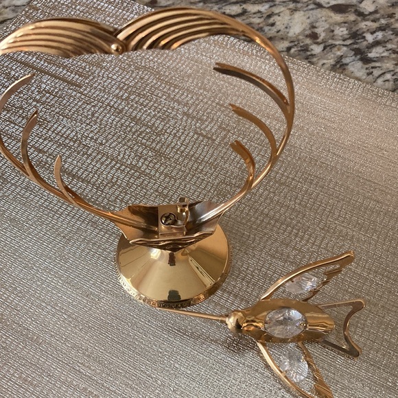 Vintage Austrian Crystal 24K Gold Plated Hummingbird set of 2 - Picture 5 of 5